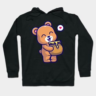 Cute Bear Holding Honey Barrel Cartoon Hoodie